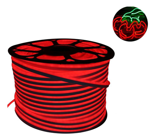 Fita Mangueira Led 30m Flexível Neon Vermelho + Conector