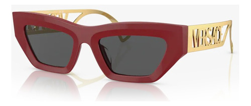 Gafas De Sol - Versace - Ve4432u 538887 53 Color De Montura Rojo Color Varilla Dorado Color De Lente Gris Oscuro Diseño Irregular
