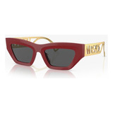 Gafas De Sol - Versace - Ve4432u 538887 53 Color De Montura Rojo Color Varilla Dorado Color De Lente Gris Oscuro Diseño Irregular