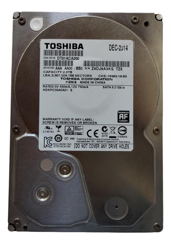 Disco Rigido Toshiba 2tb / 7200 Rpm / Sata3  / Villurka Comp