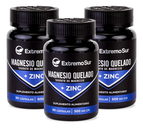 Pack 3 Magnesio Quelado + Zinc 500mg 270caps