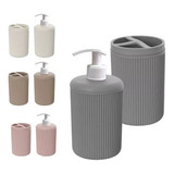 Set X2 Piezas De Baño Labrado Dispenser Vaso