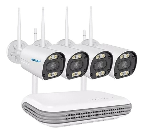 Kit Nvr 8 Canais + 4 Câmeras Wi-fi Ip 3mp S/fio Onvif