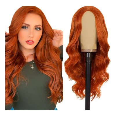 Peruca Wig Lace Ruiva Ondulada Fibra Orgânica Premium  | MercadoLivre