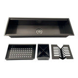 Calha Canal Organizador Escorredor Embutir Úmida 60cm Preta Cor Aço Inox Preto