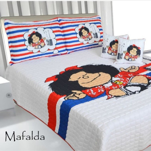 Cubrelecho Mafalda Edredón Mafalda Sencillo Semi Doble 
