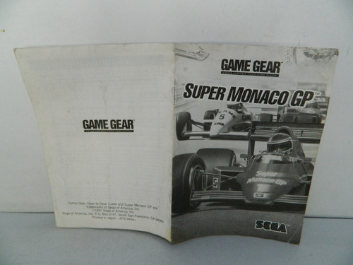 Só O Manual Do Super Monaco Gp Original Sega P/ Game Gear