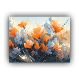 30x20cm Cuadro Flores Naranja Y Azul Para Dormitorio Flores