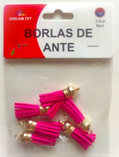 12 Borlas Decorativos Bisutería Adorno Manualidades Rosa Osc