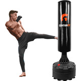 Saco Costal Box De Piso Con Base Karate Kick Boxing Color Negro