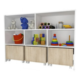 Organização De Brinquedos  3 Gavetas Com Rodas Grande 