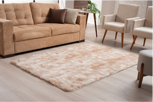 Alfombra Peluda Para Sala De Estar Costo Oro, 200 X 140 Cm, Color Beige, Diseño De Tela, Color Beige