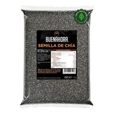 Semilla de Chía BUENAHORA 1Kg – Superfood Natural con Omega-3 Fibra y Proteína Ideal para Agua de Chía Smoothies Postres y Dietas Saludables – Chia Seeds Salvia hispánica | MercadoLibre