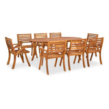 Juego De Comedor De Jardín De 9 Piezas De Madera De Acacia Estructura Café