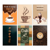 Placas Decorativas Café Bistrô Cafeteria Conjunto Com 6 P