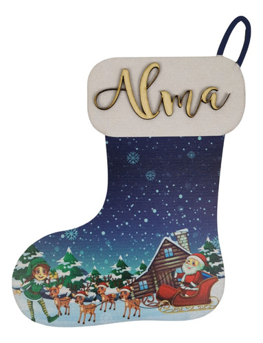 Bota Navideña Pintada Personalizada Mdf Decoración Navidad 