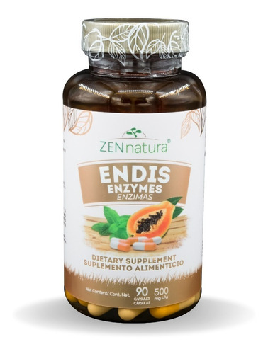 Enzimas Digestivas Endis Bromelina Papaina 90 Cáp Zen Natura Sabor Sin Sabor