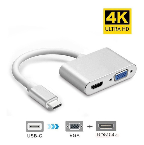 Adaptador Usb-c Hdmi Vga - Conecta Tu Dispositivo A Dos Moni