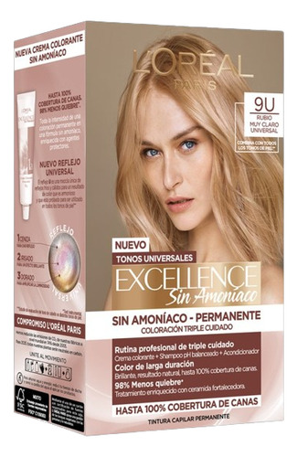 Coloración Permanente Excellence Sin Amoníaco Loreal Tono 9u