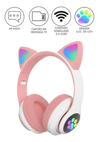Audífonos Inalámbricos Para Gatitos Con Bluetooth Led Para