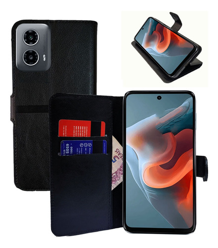 Capa Capinha Carteira Para Moto G34  + Pelicula Vidro 