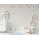 Papel De Parede Floral Menina Rosa Bebê Infantil Pp276 M²