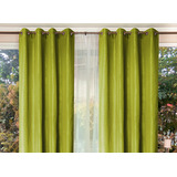 Set De Cortinas+velos 140x220cms Combo Rustico Tábatha Doral Color Verde