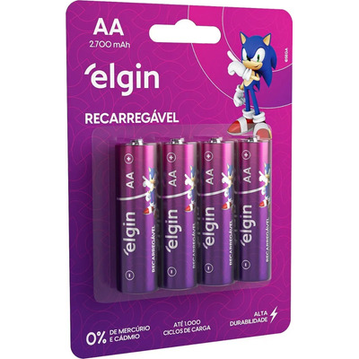 Pilha recarregável AA Elgin Recarregávei 82175 - Cartela com 4 unidades | MercadoLivre