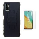 Mica + Funda Uso Rudo + Clip Para Zte Blade A71