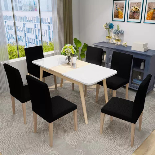 #(5.17) Silla De Comedor De Poliéster De Lujo Con 6 Fundas,