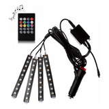 Luz Led Con Control Para Interior De Auto Multicolor 12v