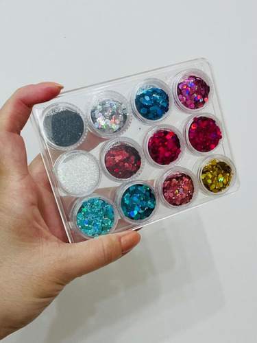 Kit Glitter Flocado Holográfico Encapsulado Unha Decoração