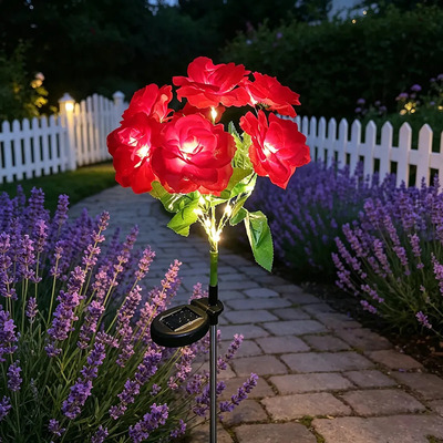 Luces Solares Solar Flores De Rosas Para Decoración Jardín Exterior Color Rojo | MercadoLibre