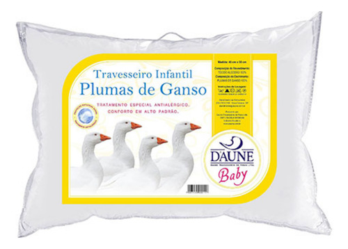 Travesseiro 100% Plumas De Ganso 30x40 - Daune Baby