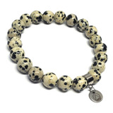 Pulsera Piedra Jaspe Dalmata Natural Energia Vital Leopardo 