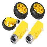 Kit De Ruedas Para Motor Dc, 4pcs Motor De Engranaje De Dobl