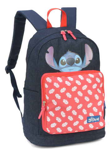 Mochila Escolar Costas Stitch Up4you Jeans Folhas Verm Lilo