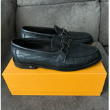 Zapatos Mocasin Louis Vuitton Negros Vestir Talla 25 Cm 