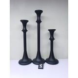 Candelabro Velas Decorativo Hogar Negro 3 Pcs