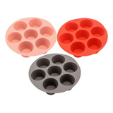 Kit 3 Formas Silicone Airfryer 7 Cupcake Mini Bolo Muffin 