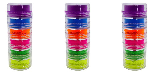 Kit 3 Pigmentos Neón Para Decoración De Uñas Torre 6 Piezas