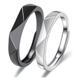 Anillo De Pareja De Rombos Blanco Y Negro Personalizado [u]