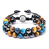 Dhqh Pulsera De Proteccin Triple Natural Negro Obsidiana Tig