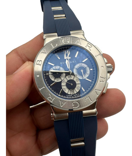 Reloj Premium Bvl  Aluminium Diagono Azul Cronometro Cuarzo