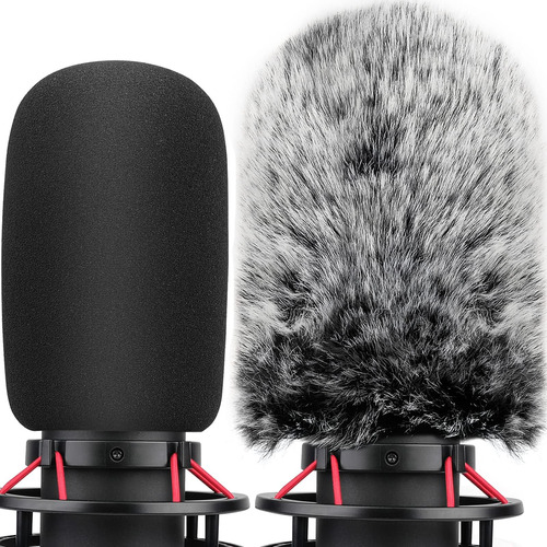 Pop Filter Para Hyperx Quadcast S, Mic Foam Cover + Furry Wi