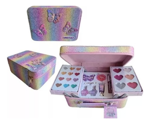 Maquillaje Niñas Maleta Mariposa Brillante + Set Esmaltes