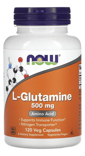 L-glutamina 500mg Now Foods L-glutamine 120 Veg Caps Sabor Sem Sabor