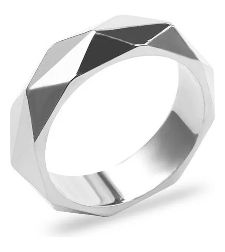 Anillo Solitario Facetado Plata Ley 925 Moderno Unisex A009