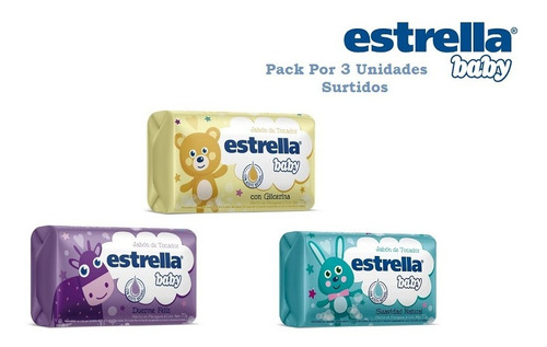 Jabon De Tocador Estrella Baby Pack De 3 Unidades 75g