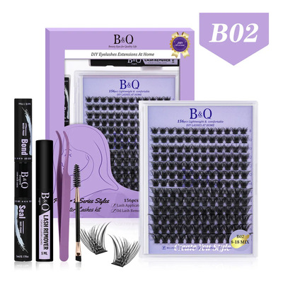 kit de extensiones de pestañas bq B&q B02 kit curvatura D con pegamento y removedor kit completo diy modelo gruesa | MercadoLibre